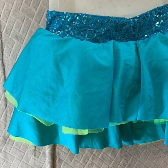 Revolution Dancewear Womens S Skirt Blue Tiered Poof Ruffle Tutu Sequin Costume - Picture 7 of 10